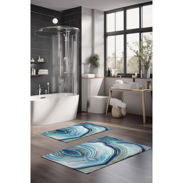 Set di tappetini per il bagno blu 2 pz 60x100 cm – Foutastic-image-1