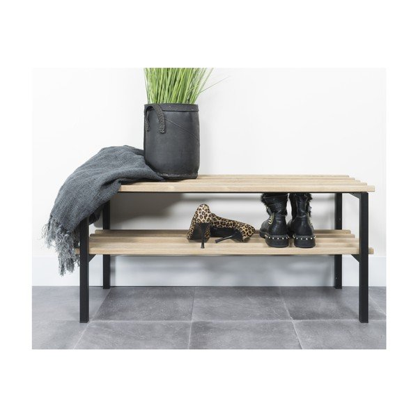 Scarpiera nera/di colore naturale in metallo 100x45x34 cm Rizzoli – Spinder Design-image-3