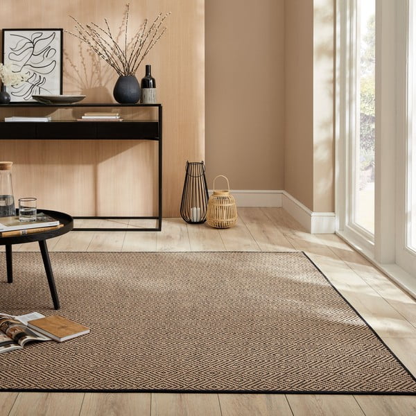 Tappeto nero/di colore naturale in iuta 200x290 cm Diamond – Flair Rugs-image-1