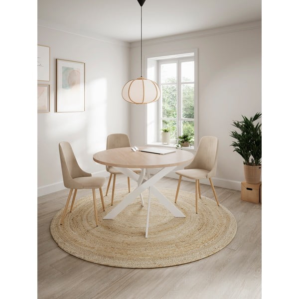 Tavolo da pranzo rotondo con piano effetto rovere ø 120 cm Ther – Marckeric-image-1