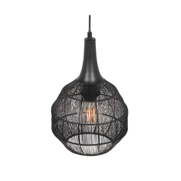 Lampadario nero opaco con paralume in metallo Soraya – Trio-image-1