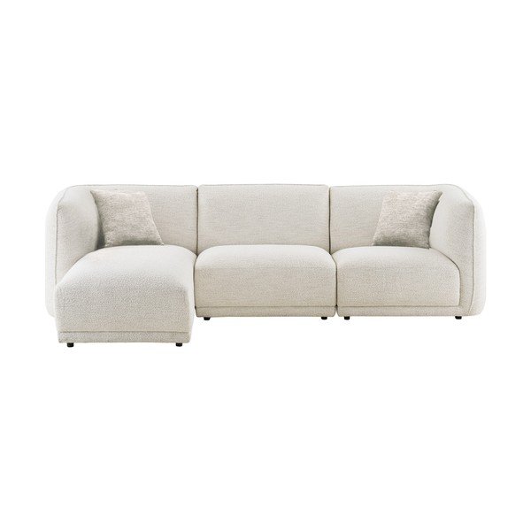 Divano angolare color crema (con penisola a sinistra/con chaise lounge) con rivestimento in ciniglia Noor – House Nordic