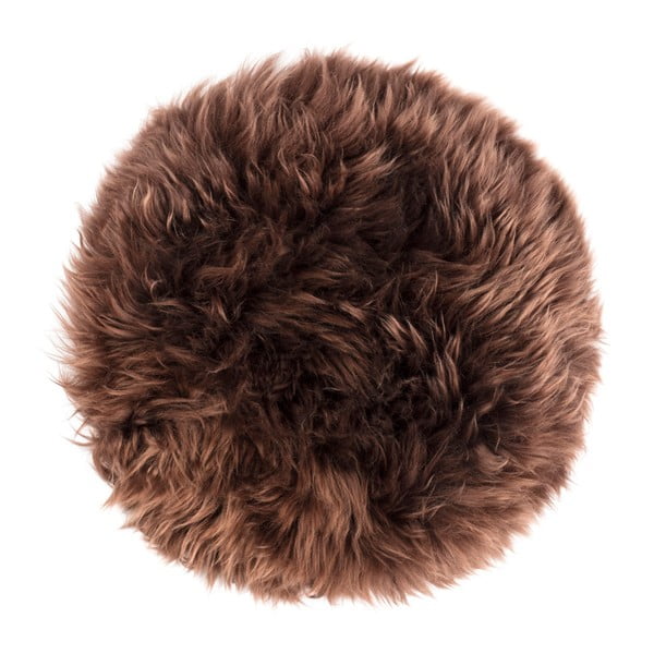 Cuscino in pelle di pecora marrone scuro per la sedia da pranzo Zealand Round, ⌀ 35 cm - Royal Dream