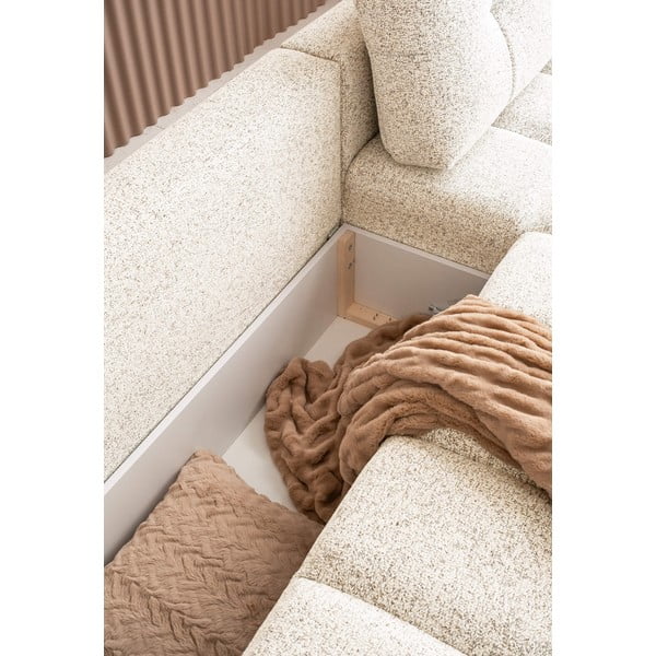 Divano angolare componibile color crema allungabile/con contenitore (con penisola a destra) Lulu – Miuform-image-1