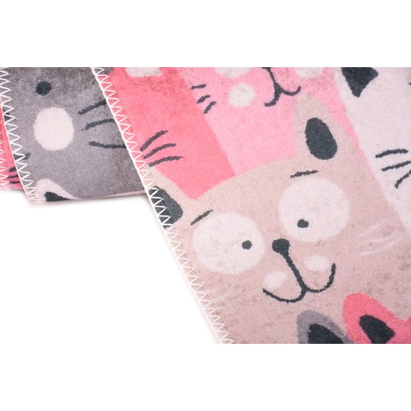 Tappeto rosa e grigio per bambini 120x180 cm Silly Cats - Vitaus-image-2