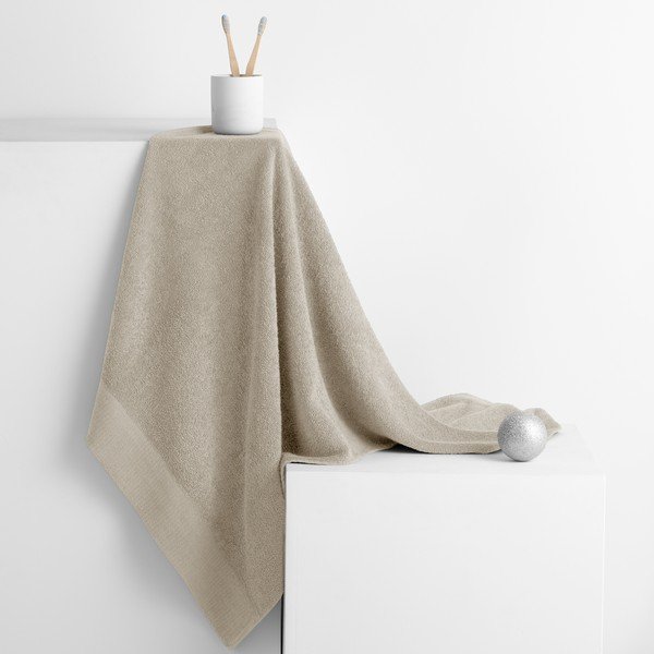 Asciugamano tipo terry beige in cotone 70x140 cm Amari – Restilo-image-1