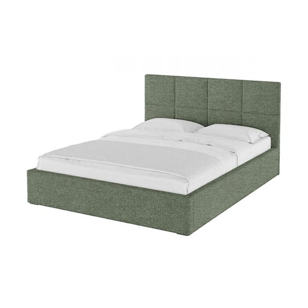 Letto matrimoniale imbottito verde con contenitore con griglia 140x200 cm Bufo - MESONICA