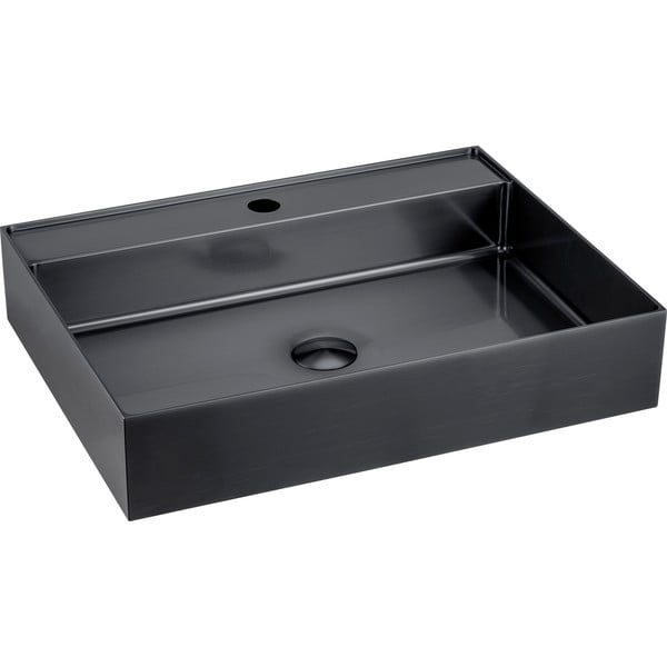 Lavabo nero in acciaio inox 55x42 cm Aurum – Sapho