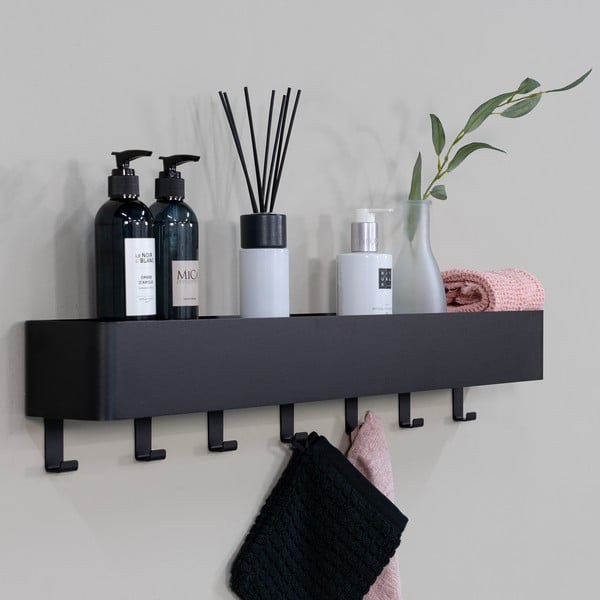 Mensola da bagno da parete nera in acciaio Multi – Spinder Design-image-1