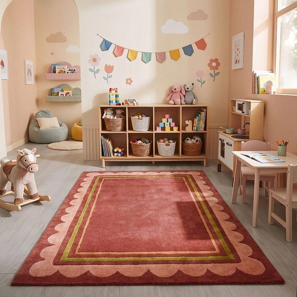 Tappeto burgundy in lana tessuto a mano 160x230 cm Lois – Flair Rugs-image-2