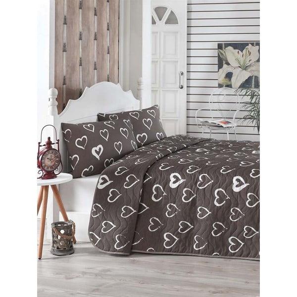 Copriletto trapuntato marrone per letto matrimoniale 200x220 cm Amaour - Mijolnir