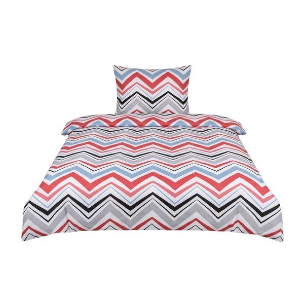 Set copripiumino e federa blu/grigio in raso di cotone per letto singolo 3 pezzi 140x200 cm Marina – JAHU collections