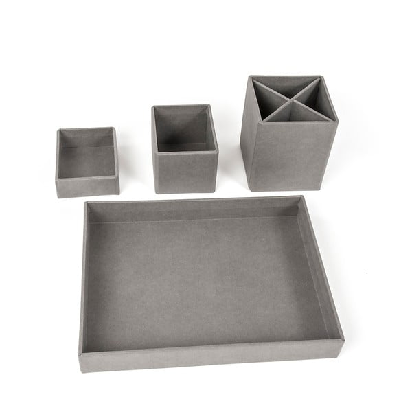 Organizer da scrivania grigio in 4 pezzi per strumenti di scrittura Lena - Bigso Box of Sweden-image-3