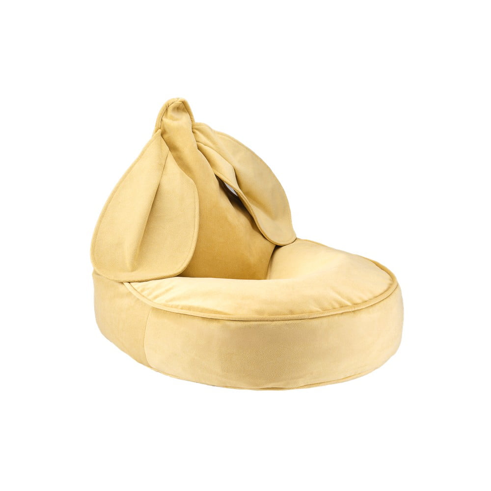 Pouf a sacco per bambini giallo con rivestimento in velluto Bunny – Wigiwama | Pouf a sacco per bambini