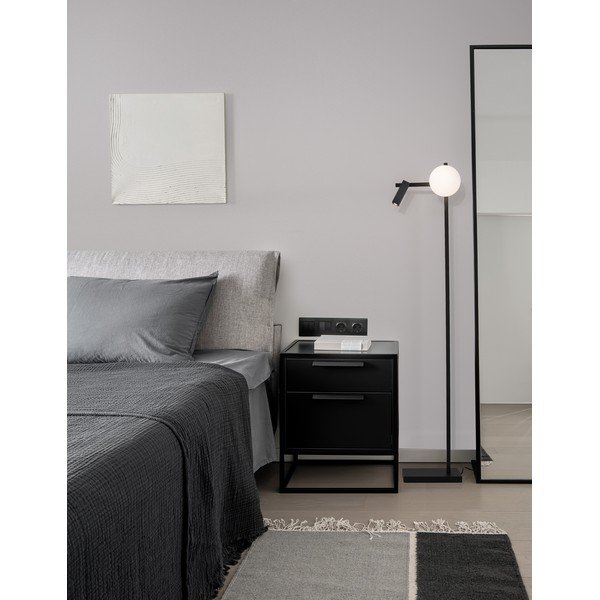 Lampada da terra LED bianca/nera in metallo con paralume in vetro con struttura flessibile (altezza totale 150 cm) Joline – Nova Luce-image-2