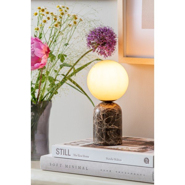 Lampada da tavolo marrone scuro in marmo (altezza totale 20 cm) Lazio Sphere – Leitmotiv-image-1