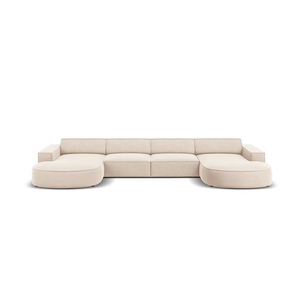 Divano angolare in velluto beige (a U) Jodie - Micadoni Home