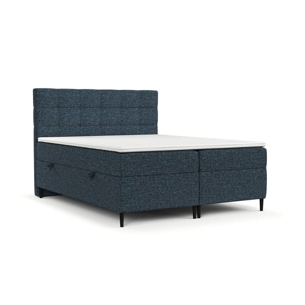 Letto boxspring blu scuro con contenitore 160x200 cm Urbaneo - Maison de Rêve