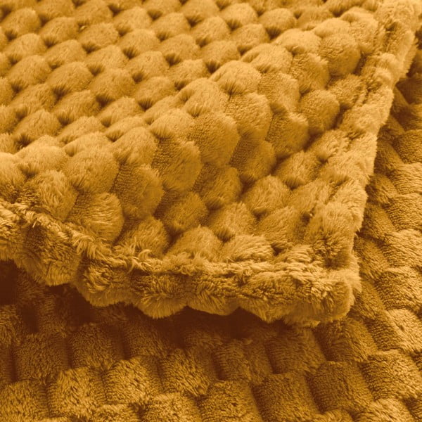 Coperta giallo ocra in microflanella 125x150 cm Mini Frosty – douceur d'intérieur-image-3