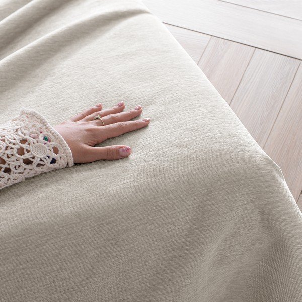 Copriletto beige in ciniglia 220x240 cm Talo – Filumi-image-1