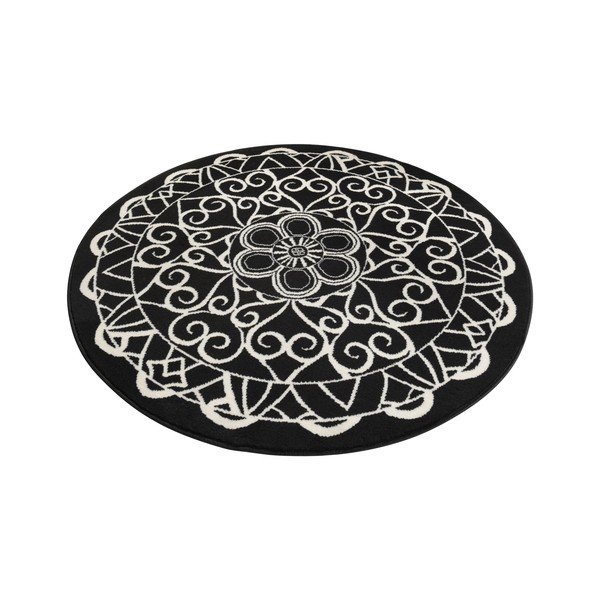 Tappeto nero Capri, ø 140 cm Mandala - Zala Living-image-3