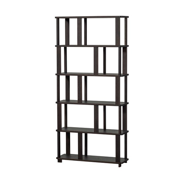 Libreria marrone scuro in rovere massiccio 90x186x30 cm Riss – WOOOD-image-3