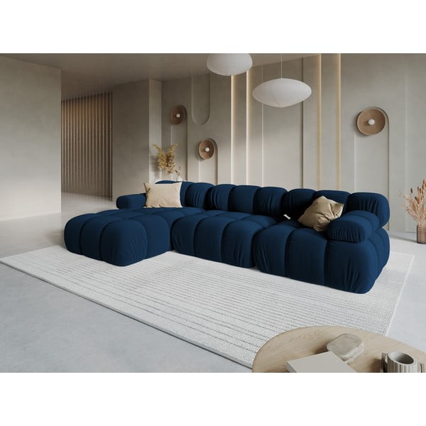 Divano in velluto blu 285 cm Bellis - Micadoni Home-image-1