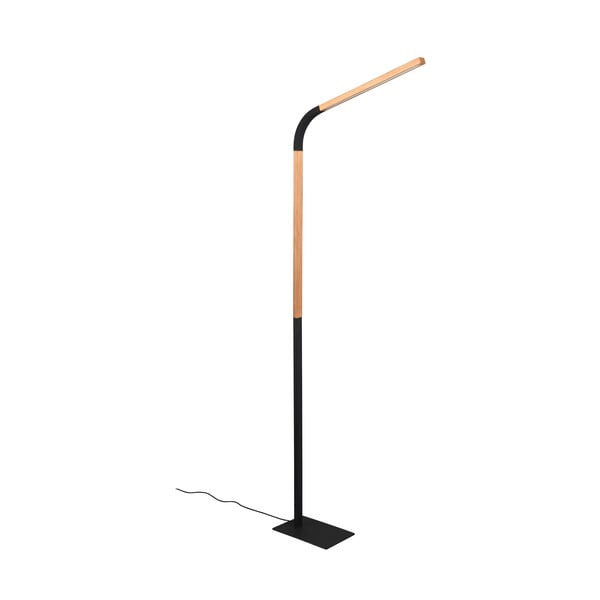 Lampada da terra a LED in colore nero e naturale con paralume in legno (altezza 169,5 cm) Norris - Trio-image-1