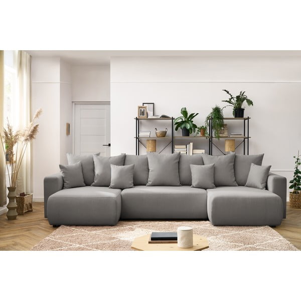Divano letto a U grigio chiaro Envy - Bobochic Paris-image-1