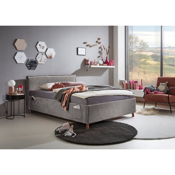 Letto da bambini grigio imbottito rete non inclusa 120x200 cm Fun – Meise Möbel-image-1