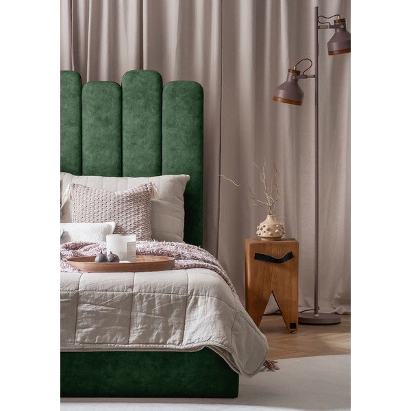 Letto singolo imbottito verde con contenitore con griglia 90x200 cm Dreamy Aurora - Miuform-image-1