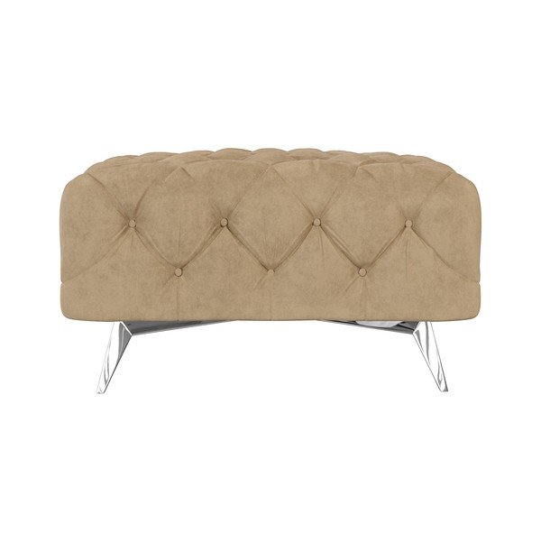 Poggiapiedi marrone chiaro con rivestimento in velluto Chelsea – Ropez