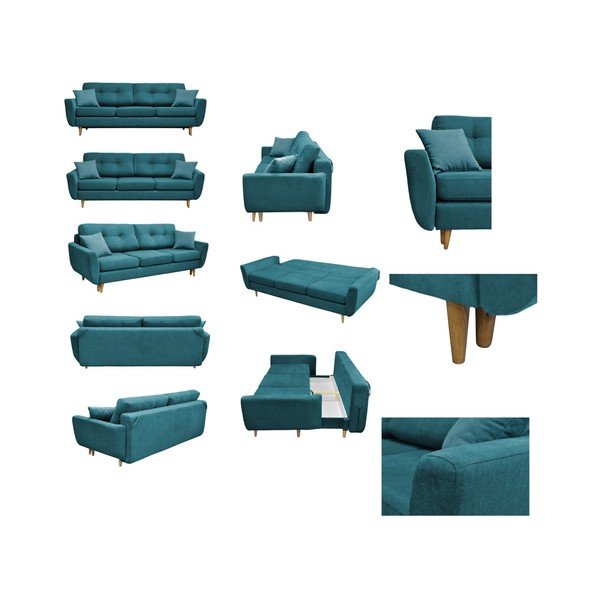 Divano letto turchese con gambe chiare Rose - Mazzini Sofas-image-2