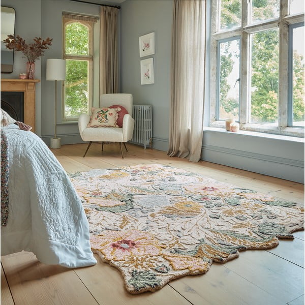Tappeto in lana rosa chiaro tessuto a mano 120x170 cm Daphne Shaped Floral - Flair Rugs-image-1