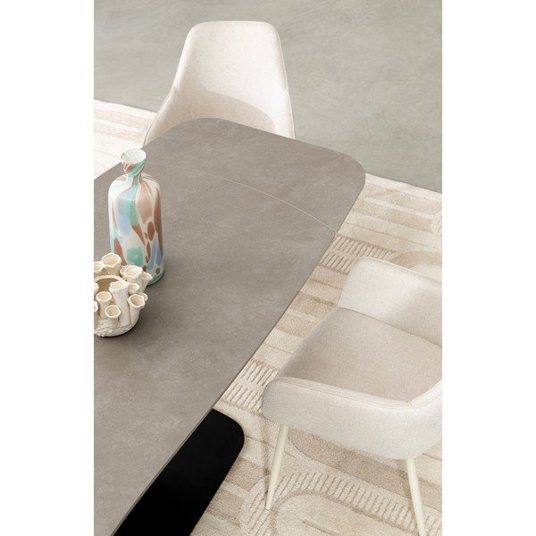 Sedia da pranzo beige imbottito con braccioli Cora – Bizzotto-image-2