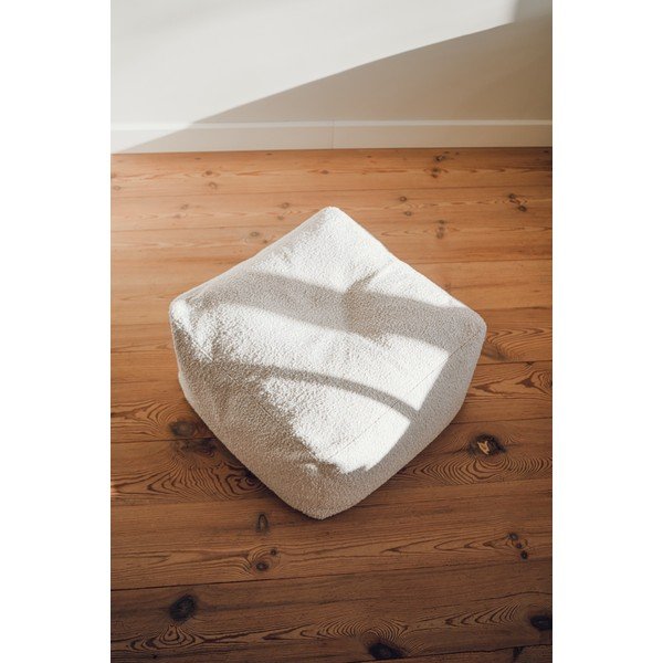 Poggiapiedi beige con rivestimento in bouclé Keno – noo.ma-image-2