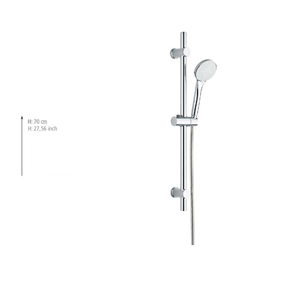 Set per doccia color argento lucido in acciaio inox con doccetta/con supporto scorrevole 70 cm Uno – Allstar-image-3