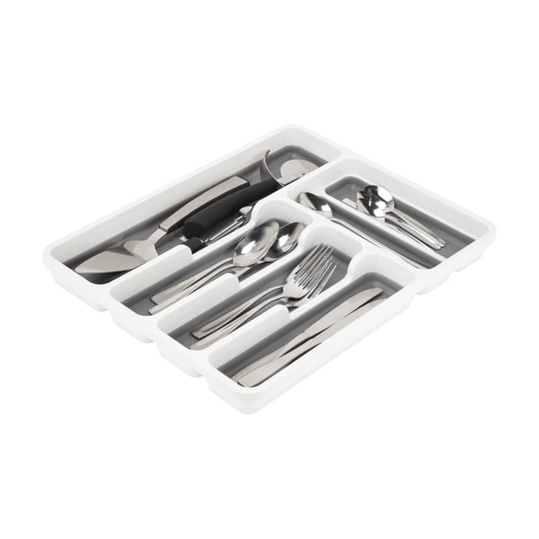 Organizzatore di posate antiscivolo grigio e bianco - Addis-image-1