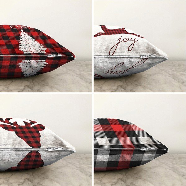 Set di 4 federe natalizie in ciniglia Christmas Tartan, 55 x 55 cm - Minimalist Cushion Covers-image-1