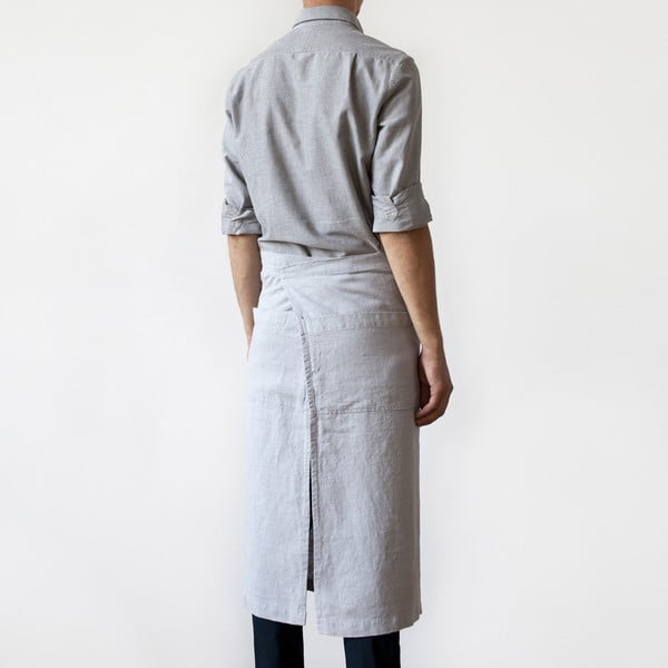 Grembiule Garcon in lino grigio chiaro, lunghezza 76 cm Light Grey - Linen Tales-image-1