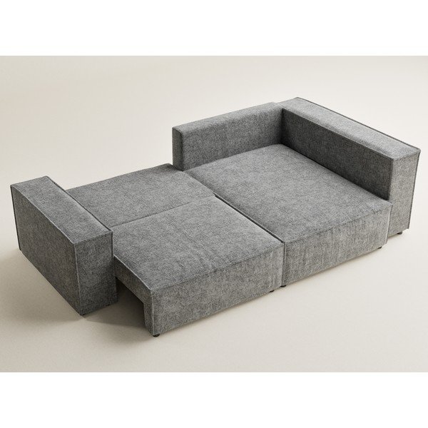 Divano angolare grigio allungabile/con contenitore (con penisola a destra/a L) con rivestimento in ciniglia Tonga – Maison de Rêve-image-3