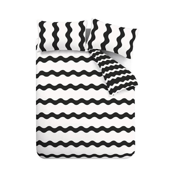 Set copripiumino e federa bianco e nero per letto singolo 135x200 cm Waves – Sassy B