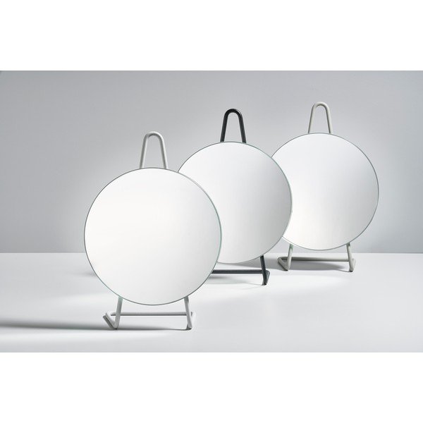 A-Mirror Specchio cosmetico da tavolo in acciaio grigio morbido, ø 31 cm - Zone-image-1