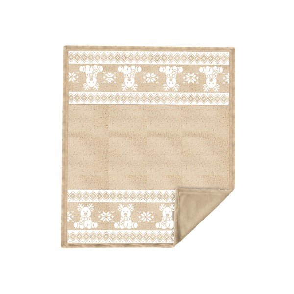 Coperta beige in flanella a tema natalizio 130x160 cm XMAS – Tiseco Home Studio