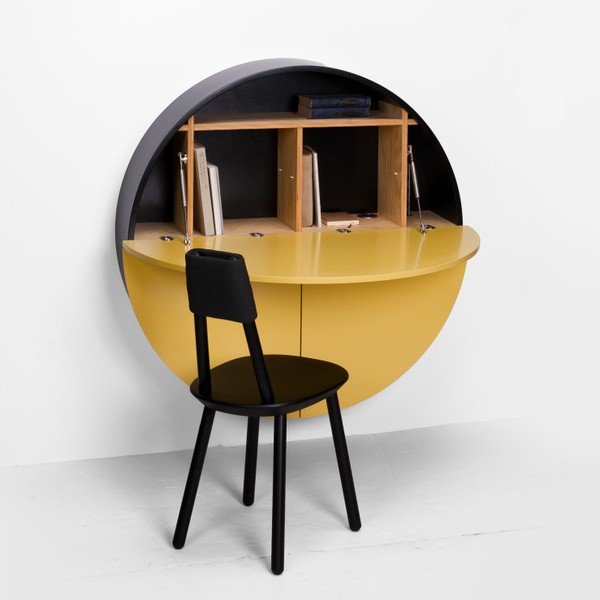 Tavolo da parete multifunzionale giallo e nero Pill - EMKO-image-2