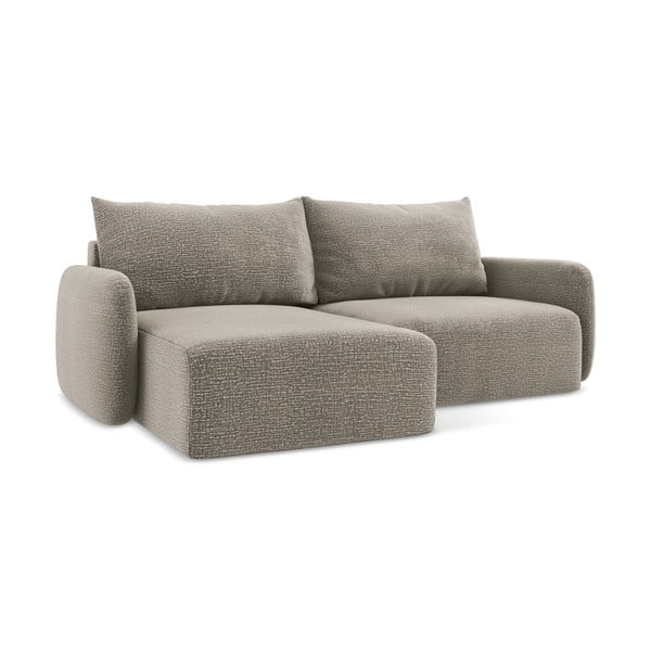 Divano angolare beige allungabile/con contenitore (con penisola a sinistra) Kalena – Makamii-image-1