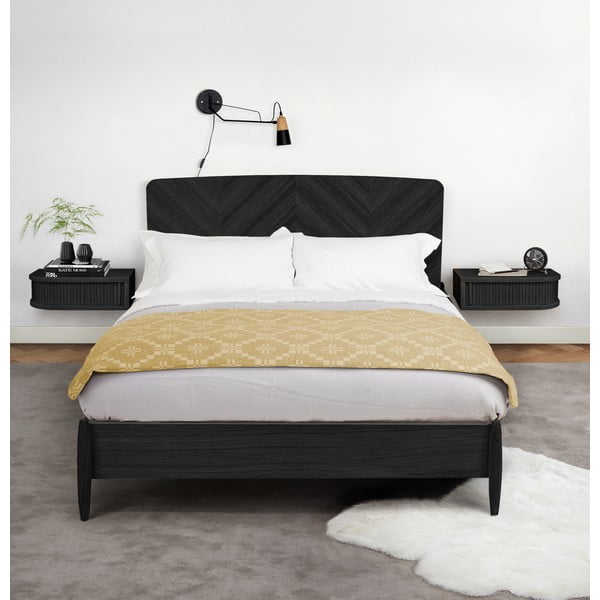 Comodino nero con effetto rovere Farsta – Woodman-image-1