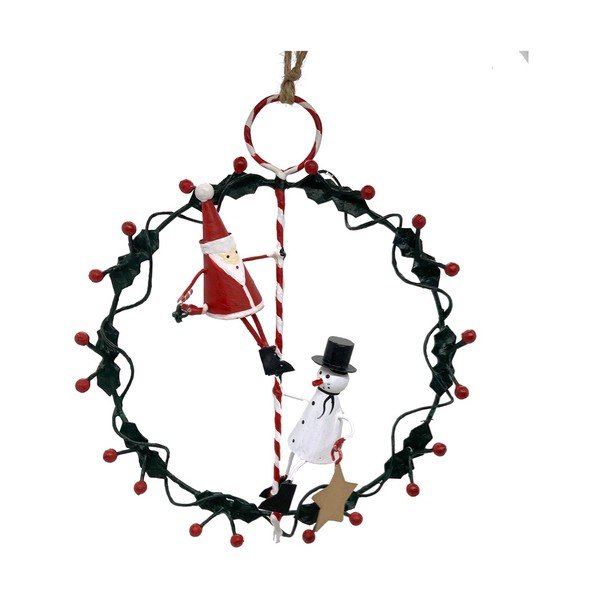 Ghirlanda natalizia ø 14 cm Santa & Snowman on Wreath - G-Bork