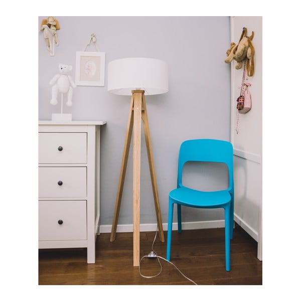 Lampada da terra con paralume bianco e cavo trasparente Wanda - Ragaba-image-2