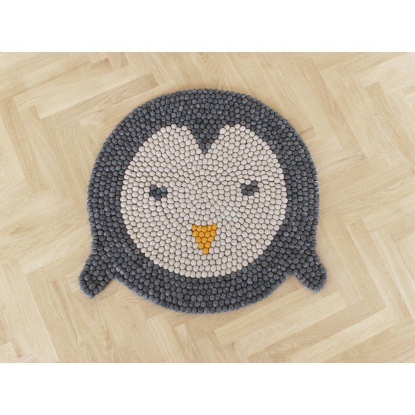Tappeto in lana per bambini Ball Rugs , ⌀ 90 cm Penguin - Wooldot